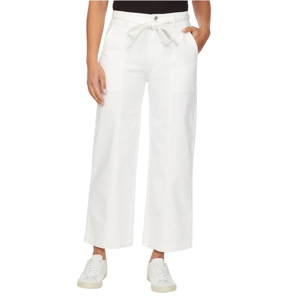 Hudson Los Angeles Womens Wide Leg Crop High Rise Tie Waist Pants Size 6/28
